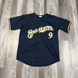 Majestic MLB Milwaukee Brewers #9 Manuel Pina Men's Jersey Size Large
